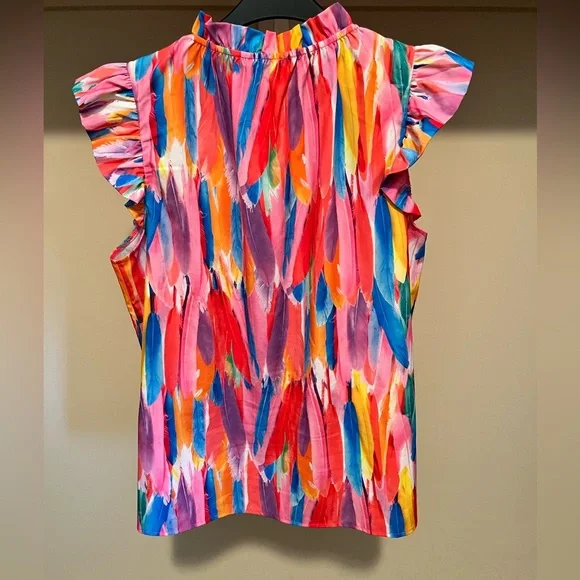 JODIFL Multicolor Feather Print Blouse - Picture 2 of 4